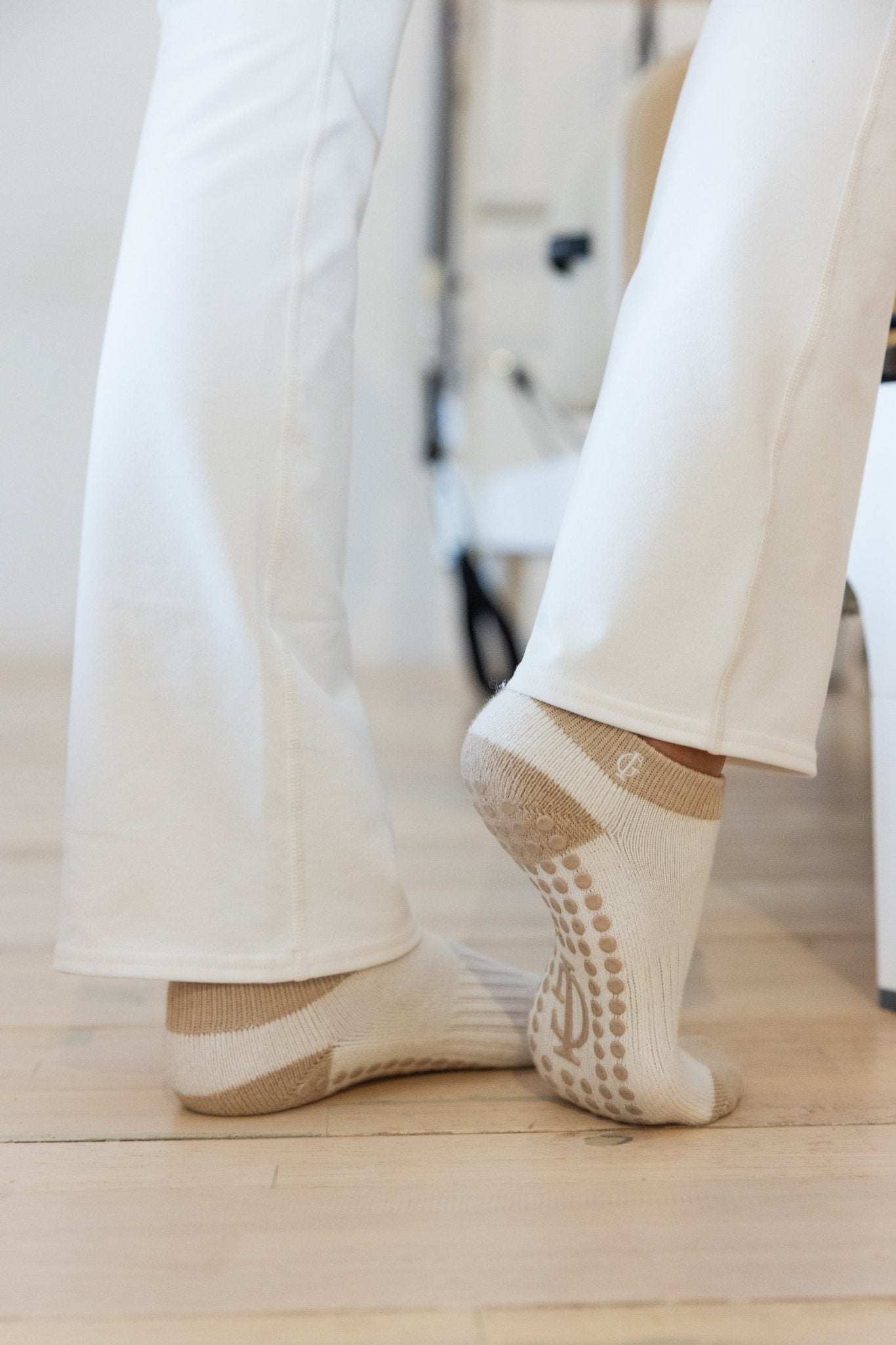 Bare Grace Pilates Grip Socks | Beige and Cream non slip Yoga Socks - Inner Grace