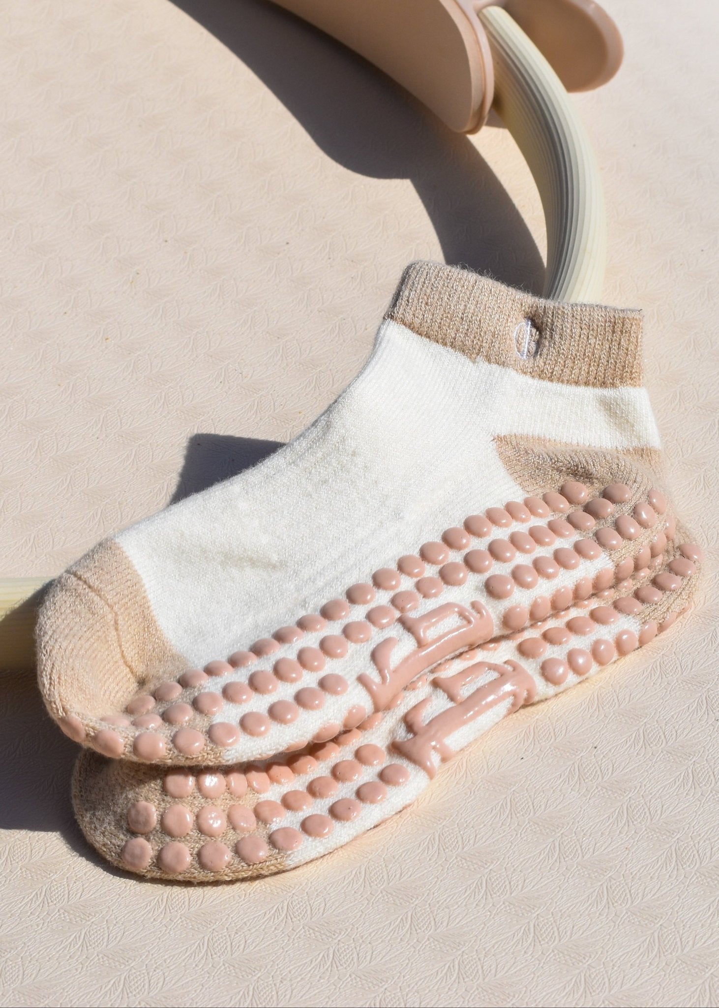 Bare Grace Pilates Socks - Inner Grace Beige and Cream non slip Yoga Socks