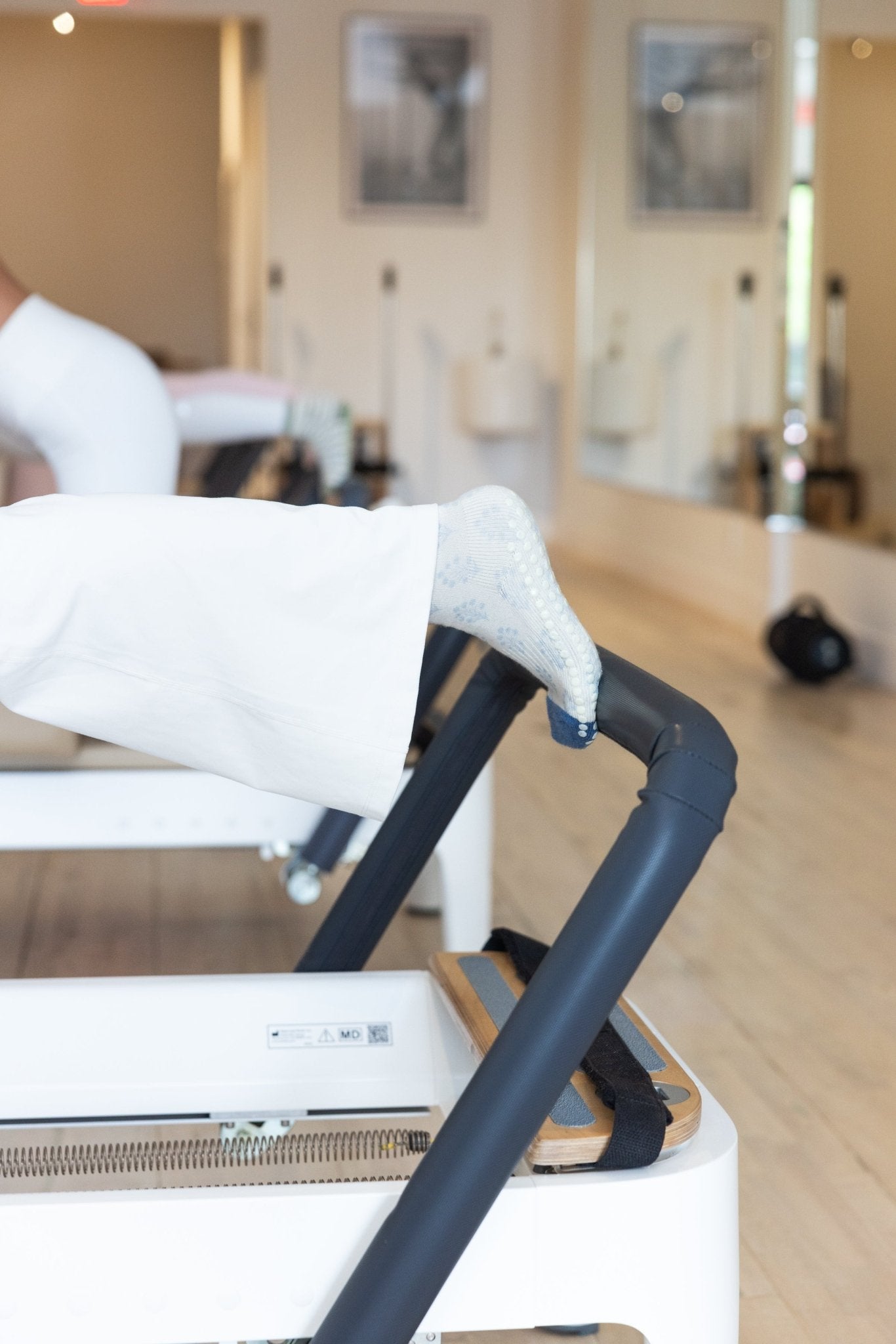 Coastal Calm Blue Floral Print Pilates Grip Socks | Non slip yoga socks - Inner Grace