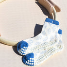 Coastal Calm Pilates Socks - Inner Grace | Blue floral Palm Beach inspired print | non-slip yoga socks
