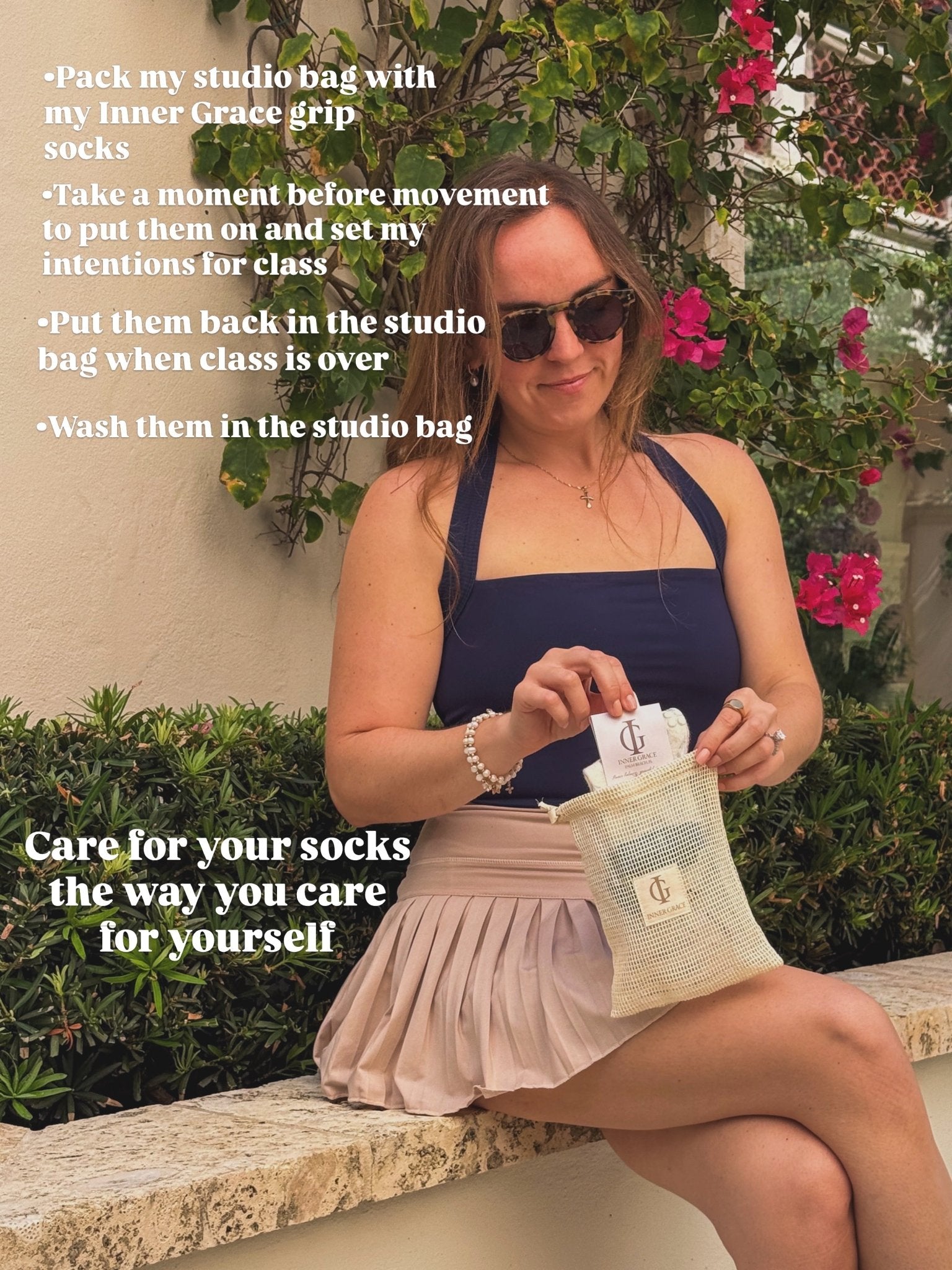 Grounded Grace | Natural Merino Wool and Cotton Pilates Socks | Comes with a Studio Bag - Inner Grace