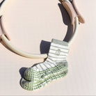 Grounded Grace Pilates Socks - Inner Grace green and cream striped non slip pilates grip socks